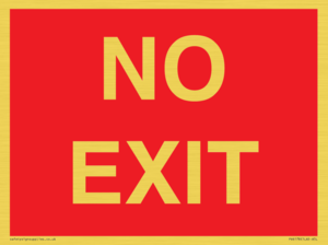 NO EXIT red background